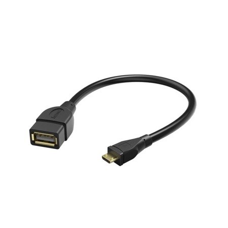 HAMA KABEL OTG USB A GN/MICRO B WT, 15 CM CZARNY