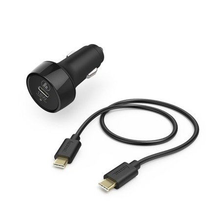 HAMA ŁADOWARKA SAMOCHODOWA, USB Type-C GNIAZDO, (PD), 3A, 18W CZARNA + KABEL Type-C 1,5 CZARNA