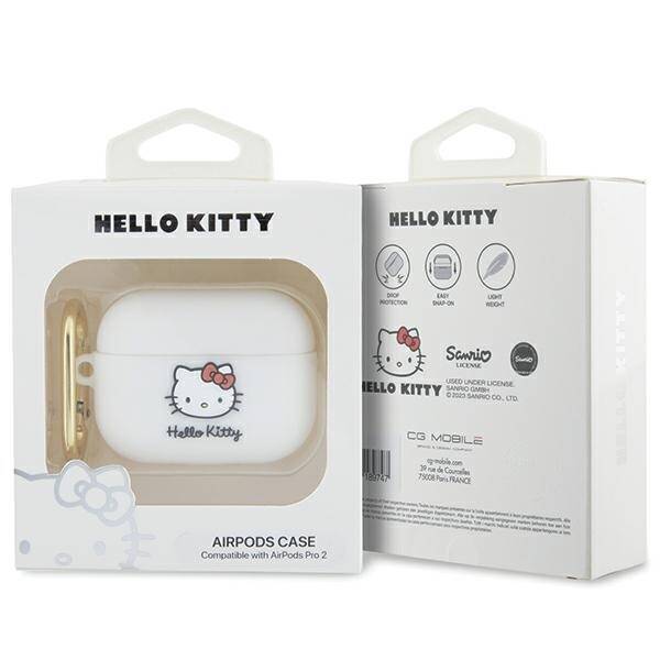 Hello Kitty HKAP23DKHSH Airpods Pro 2 (2022/2023) cover biały/white Silicone 3D Kitty Head