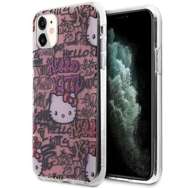 Hello Kitty HKHCN61HDGPTP iPhone 11 / Xr 6.1" różowy/pink hardcase IML Tags Graffiti