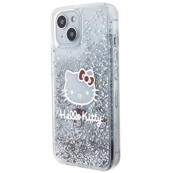 Hello Kitty HKHCP14SLIKHET iPhone 14 / 15 / 13 6.1" srebrny/silver hardcase Liquid Glitter Charms Kitty Head