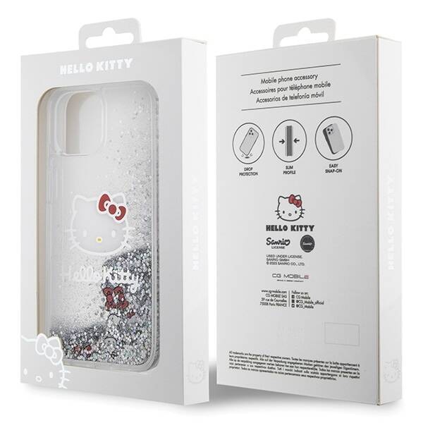 Hello Kitty HKHCP14SLIKHET iPhone 14 / 15 / 13 6.1" srebrny/silver hardcase Liquid Glitter Charms Kitty Head