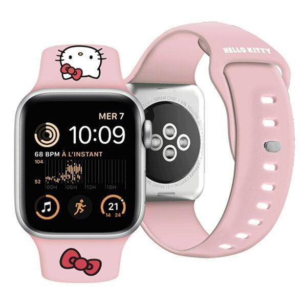 Hello Kitty Pasek HKAWLSCHBLP Apple Watch 42/44/45/49mm różowy/pink strap Silicone Kitty Head