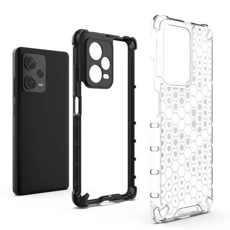 Honeycomb etui do Xiaomi Redmi Note 12 Pro+ pancerny hybrydowy pokrowiec czarne