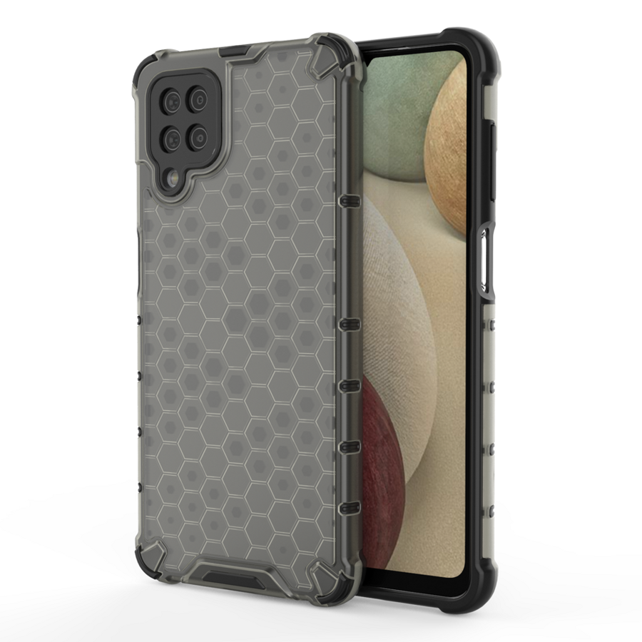 Honeycomb etui pancerny pokrowiec z żelową ramką Samsung Galaxy A12 / Galaxy M12 czarny