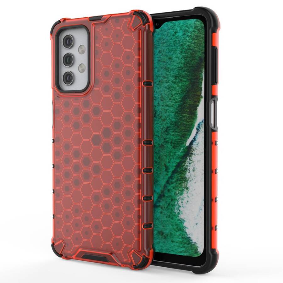 Honeycomb etui pancerny pokrowiec z żelową ramką Samsung Galaxy A32 5G czerwony