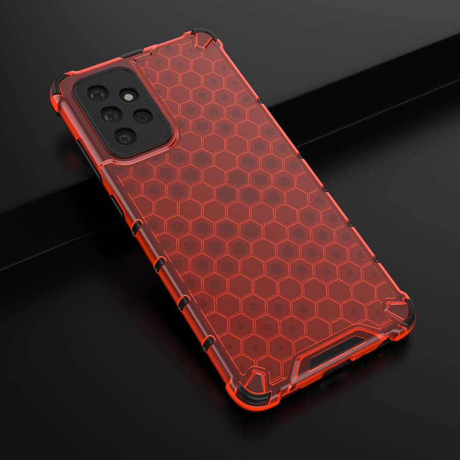 Honeycomb etui pancerny pokrowiec z żelową ramką Samsung Galaxy A72 4G czerwony