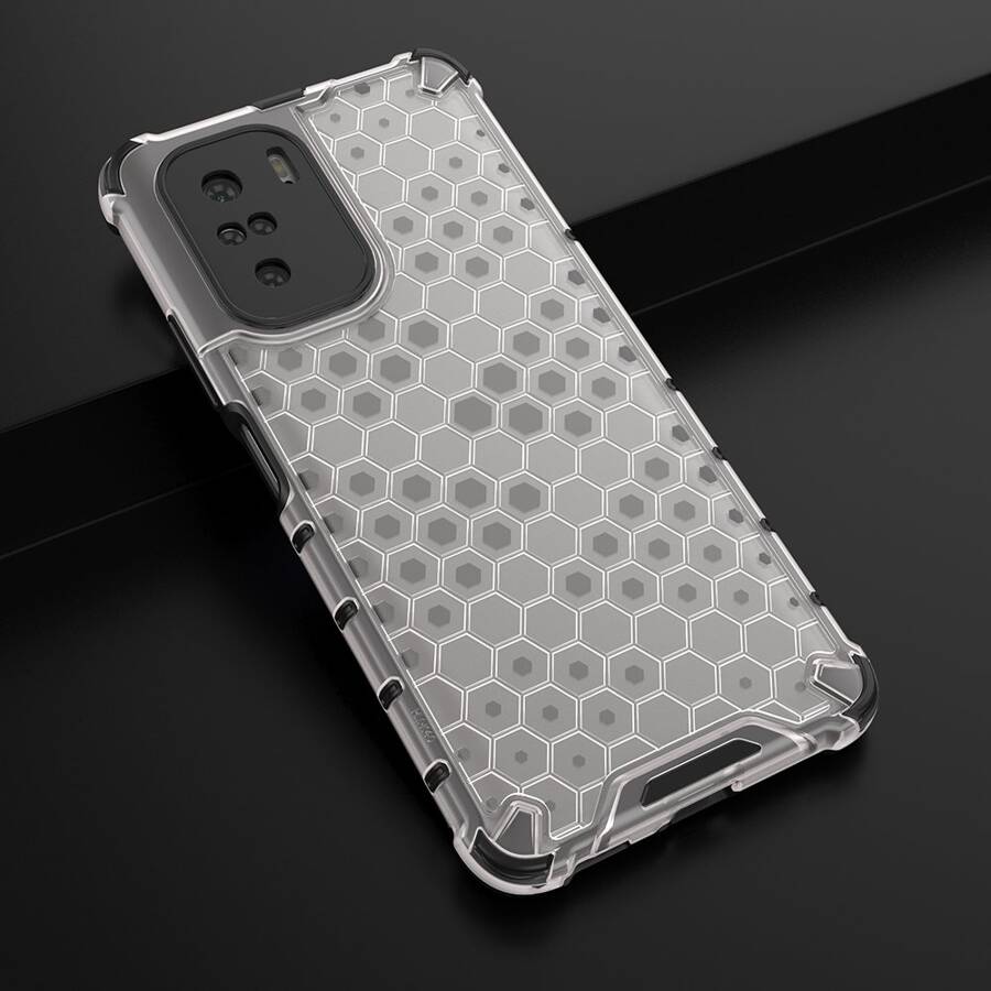 Honeycomb etui pancerny pokrowiec z żelową ramką Xiaomi Redmi K40 Pro+ / K40 Pro / K40 / Poco F3 przezroczysty