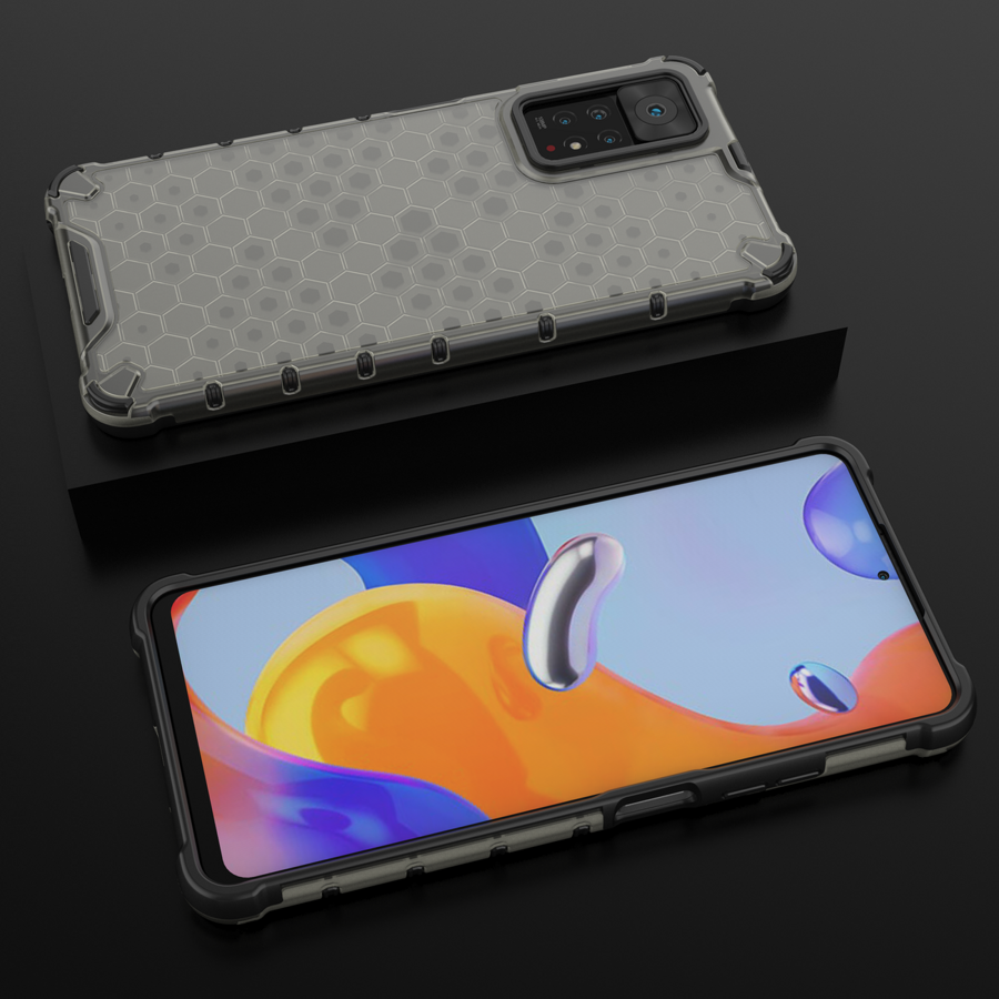 Honeycomb etui pancerny pokrowiec z żelową ramką Xiaomi Redmi Note 11 Pro+ / 11 Pro czarny