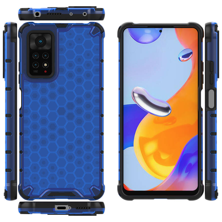 Honeycomb etui pancerny pokrowiec z żelową ramką Xiaomi Redmi Note 11 Pro+ / 11 Pro niebieski