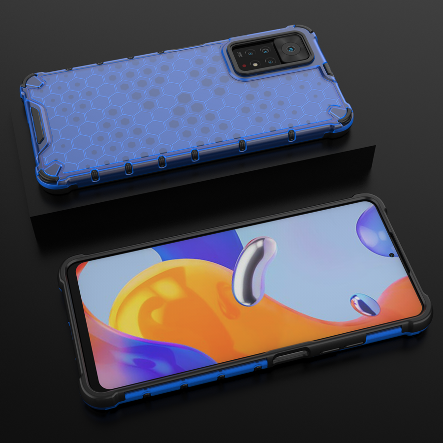 Honeycomb etui pancerny pokrowiec z żelową ramką Xiaomi Redmi Note 11 Pro+ / 11 Pro niebieski