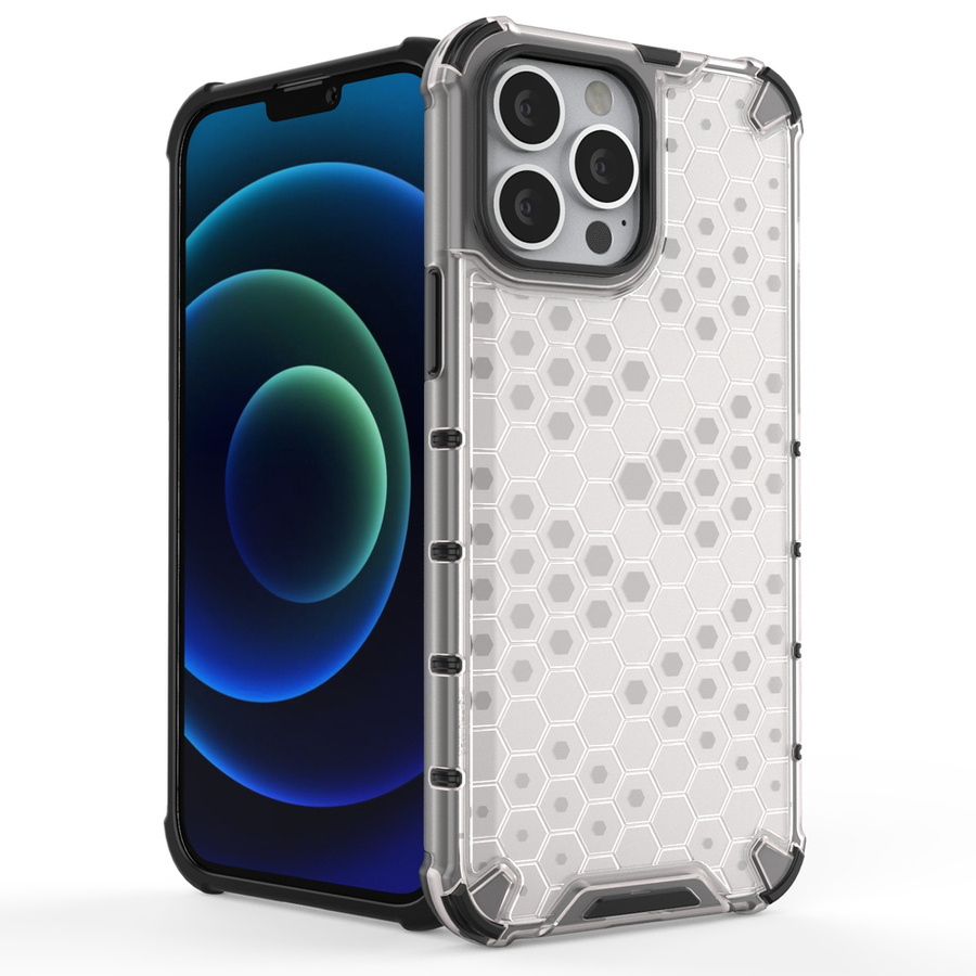 Honeycomb etui pancerny pokrowiec z żelową ramką iPhone 13 Pro Max przezroczysty