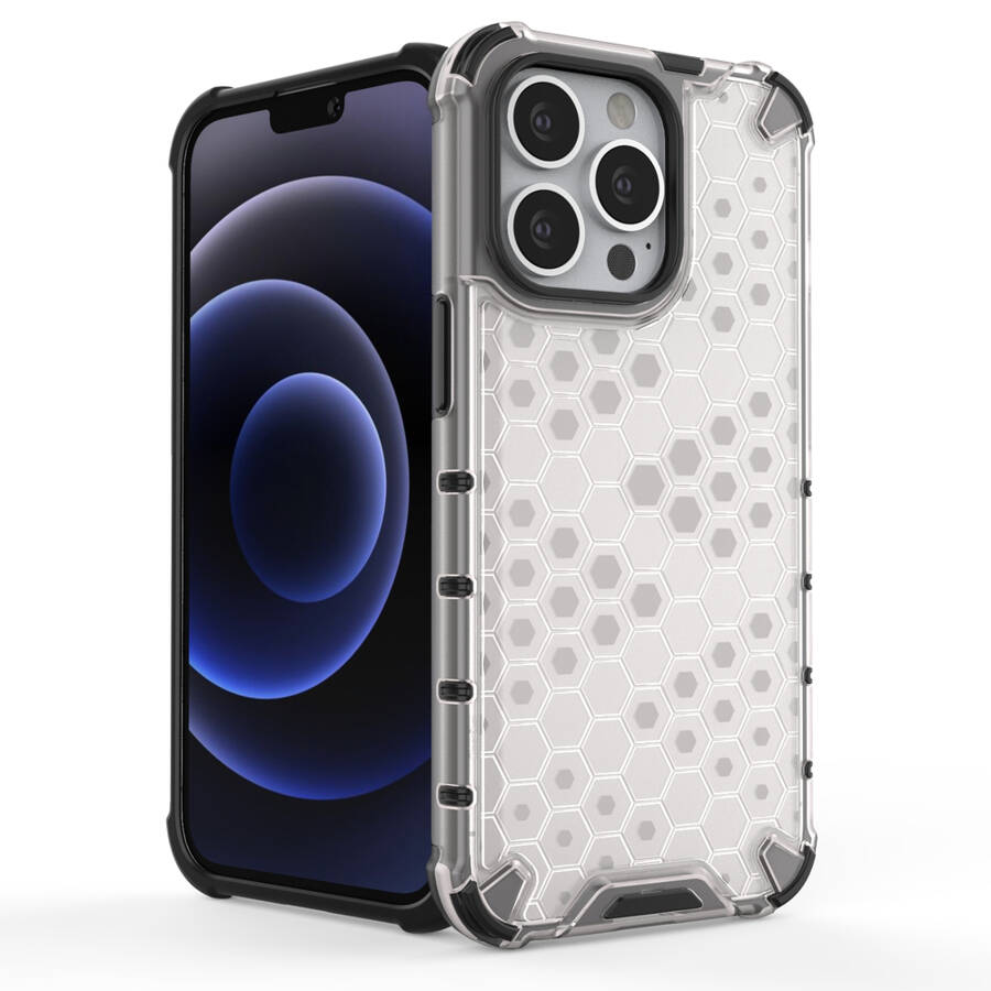 Honeycomb etui pancerny pokrowiec z żelową ramką iPhone 13 Pro czerwony