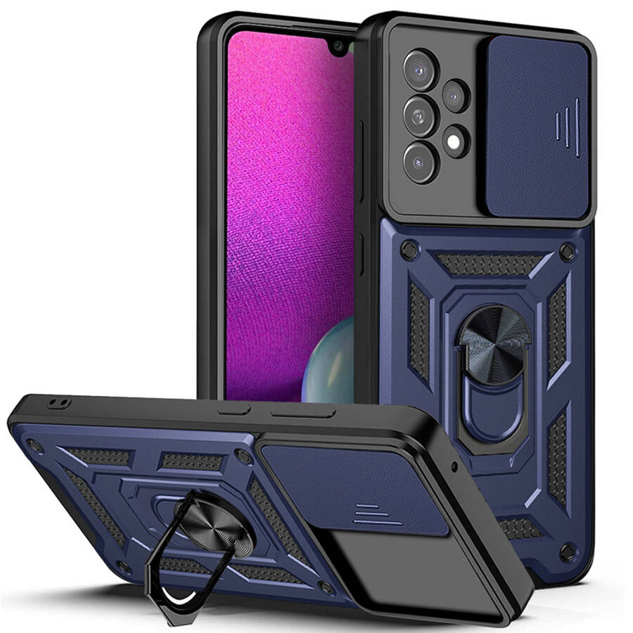 Hybrid Armor Camshield etui Samsung Galaxy A33 5G pancerny pokrowiec z osłoną na aparat niebieskie