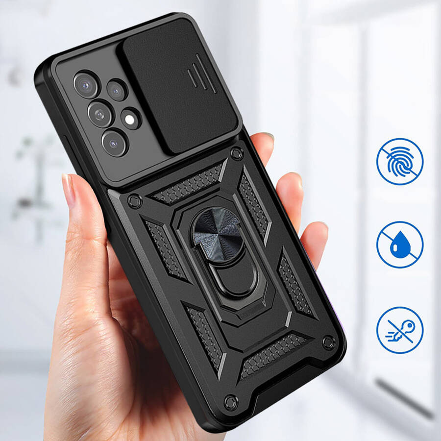 Hybrid Armor Camshield etui Samsung Galaxy A33 5G pancerny pokrowiec z osłoną na aparat niebieskie