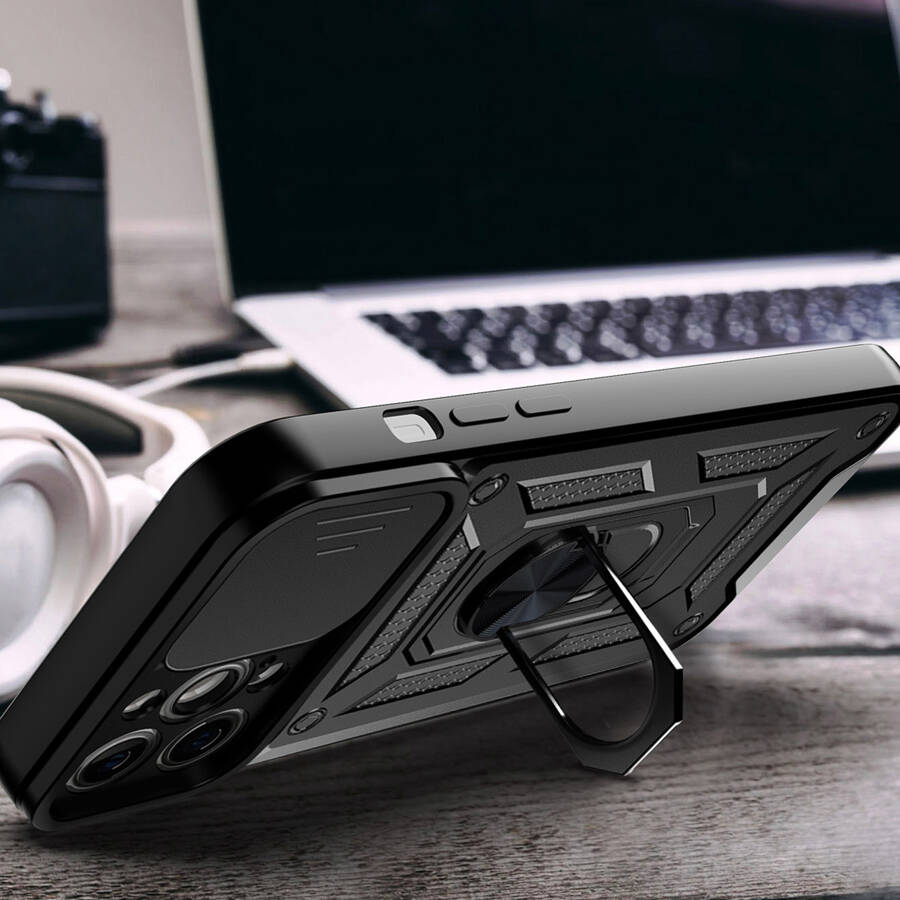 Hybrid Armor Camshield etui iPhone 14 Pro Max pancerny pokrowiec z osłoną na aparat czarne