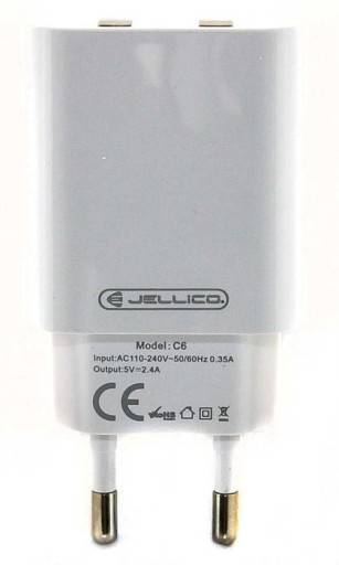 JELLICO ŁADOWARKA SIECIOWA - C6 2.4A 2 X USB BIAŁY