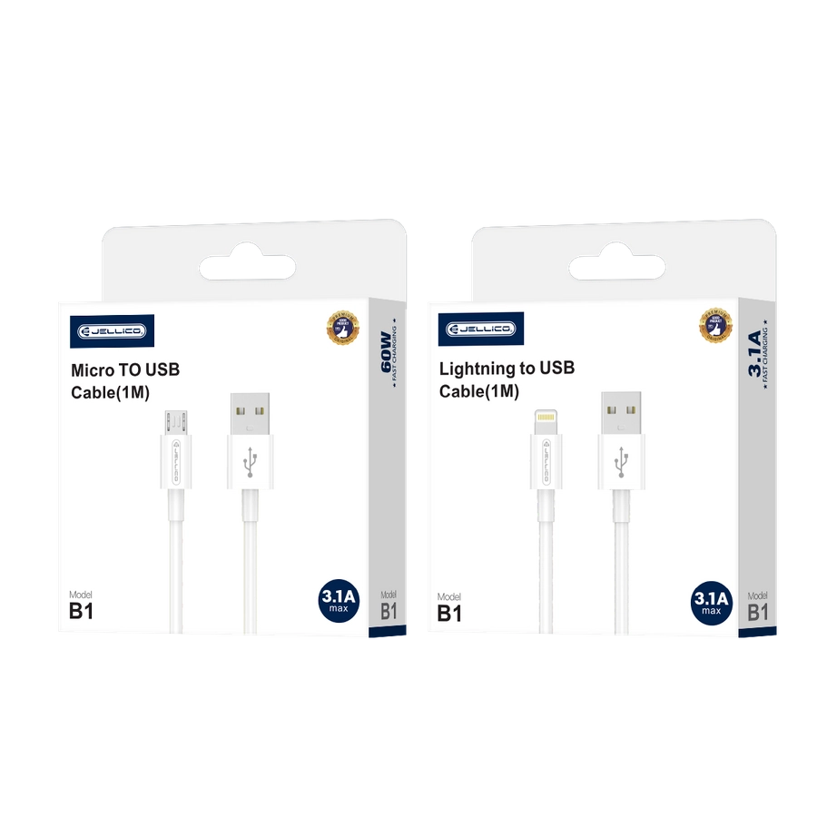 JELLICO kabel B1 Micro USB 3.1A 1M Biały