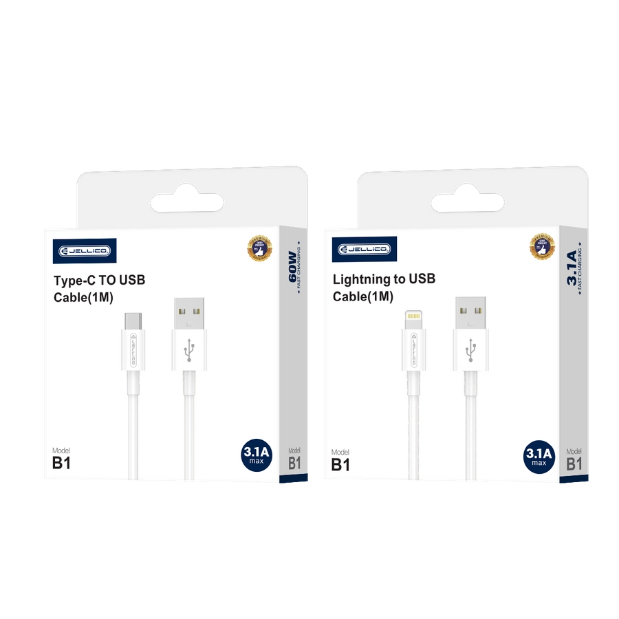 JELLICO kabel B1 USB-C 3.1A 1M Biały