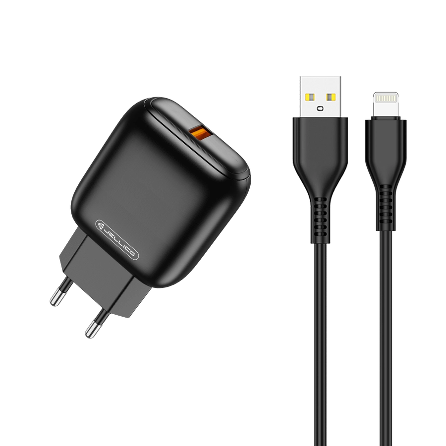 JELLICO ładowarka sieciowa C32 18W 1xUSB QC3.0 + kabel Lightning Czarny