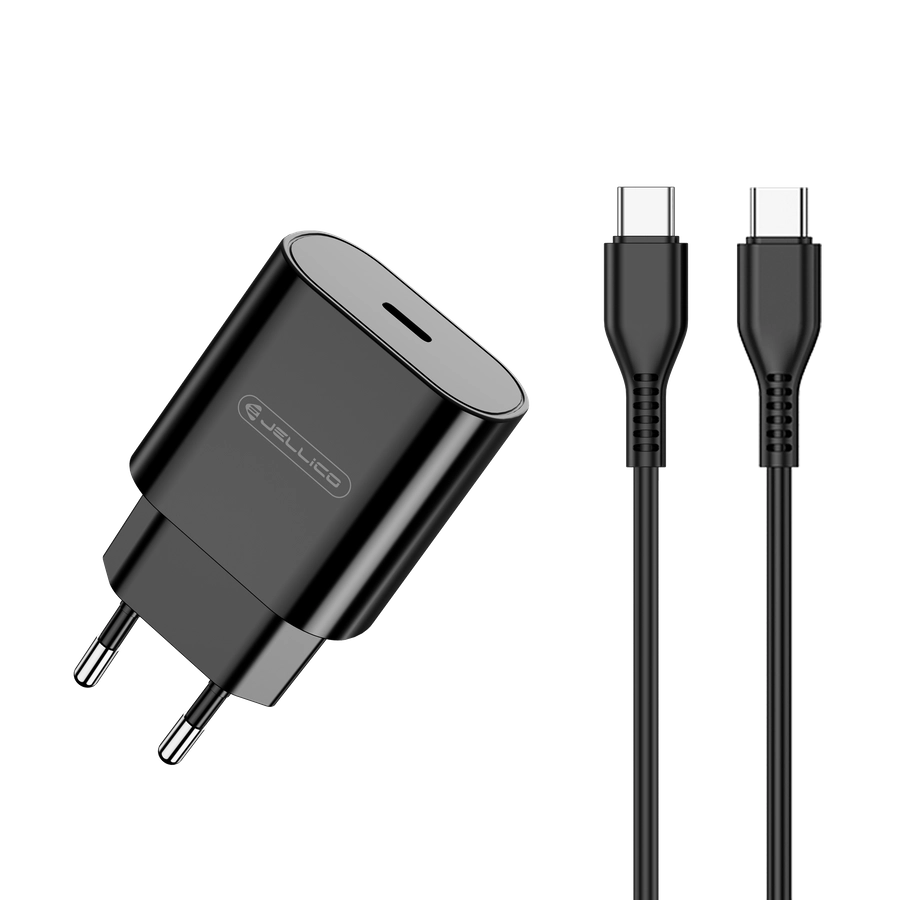 JELLICO ładowarka sieciowa C35 PD 25W 1xUSB-C + kabel USB-C - USB-C Czarny