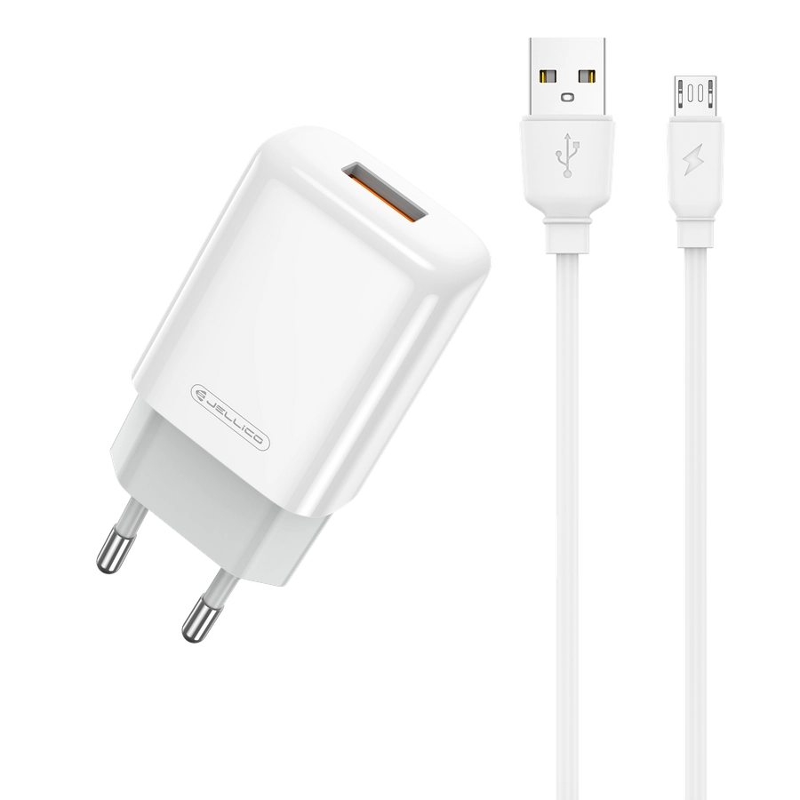 JELLICO ładowarka sieciowa EU01 2.4A 12W 1xUSB + kabel Micro Biały