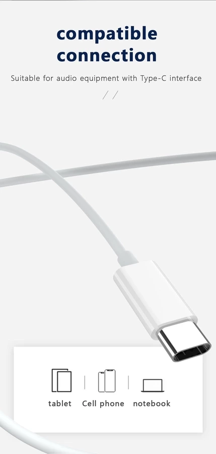 JELLICO słuchawki przewodowe EP2A USB-C z mikrofonem 1.2M Biały