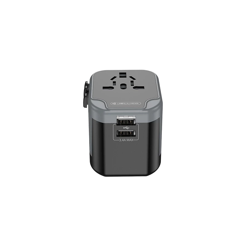 JELLICO uniwersalny adapter podróżny S3 3.4A Max 2400W Czarny