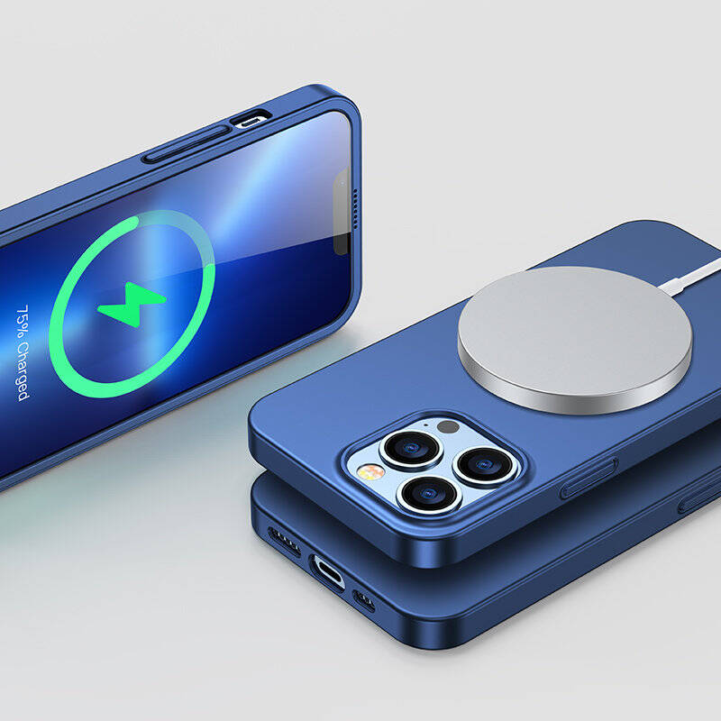 Joyroom 360 Full Case etui pokrowiec do iPhone 13 Pro Max obudowa na tył i przód + szkło hartowane niebieski (JR-BP928 blue)