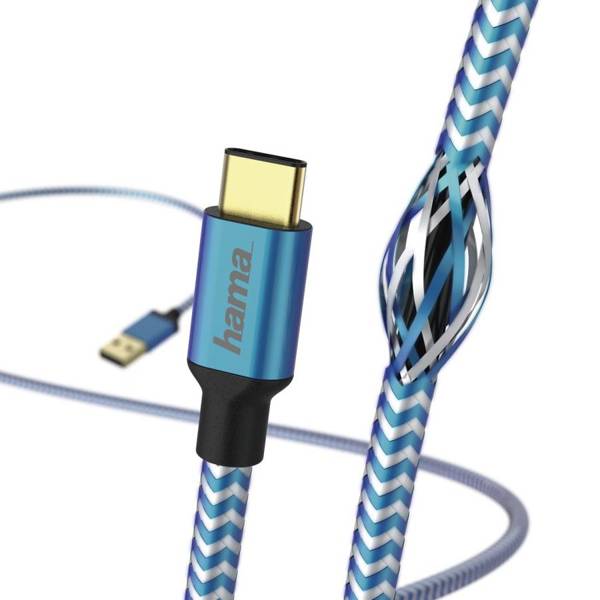 KABEL ŁADUJĄCY/DATA "REFLECTED" USB Type-C - USB-A , 1.5M, NIEBIESKI