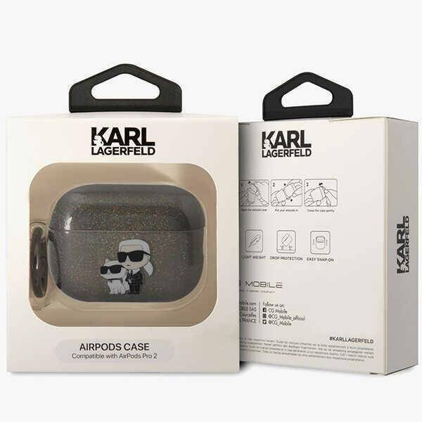 KARL LAGERFELD KLAP2HNKCTGK AIRPODS PRO 2 (2022/2023) COVER CZARNY/BLACK GLITTER KARL&CHOUPETTE