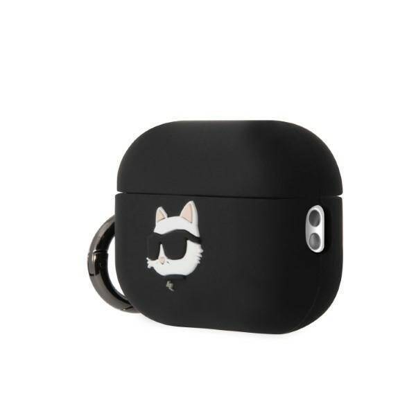 KARL LAGERFELD KLAP2RUNCHK AIRPODS PRO 2 (2022/2023) COVER CZARNY/BLACK SILICONE CHOUPETTE HEAD 3D