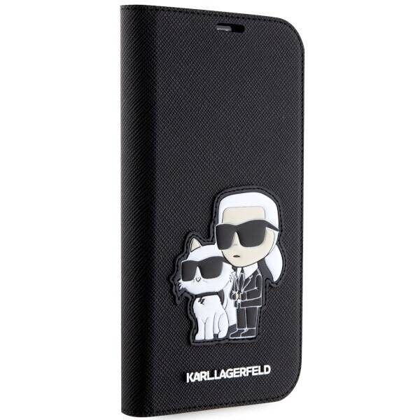 KARL LAGERFELD KLBKP14LSANKCPK IPHONE 14 PRO 6.1" BOOKCASE CZARNY/BLACK SAFFIANO KARL & CHOUPETTE