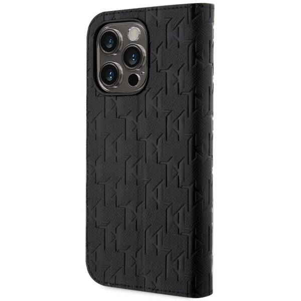 KARL LAGERFELD KLBKP14XSAKLHPK IPHONE 14 PRO MAX 6.7" BOOKCASE CZARNY/BLACK SAFFIANO MONOGRAM