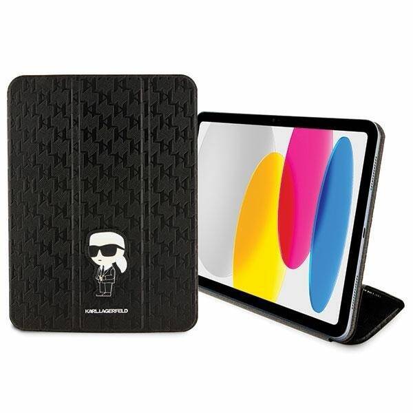 KARL LAGERFELD KLFC11SAKHPKK IPAD 10.9" FOLIO MAGNET ALLOVER COVER CZARNY/BLACK SAFFIANO MONOGRAM IKONIK