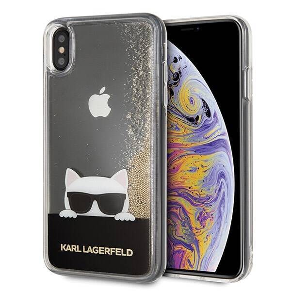 KARL LAGERFELD KLHCI65CHPEEGO IPHONE XS MAX GOLD/ZŁOTY HARD CASE LIQUID GLITTER