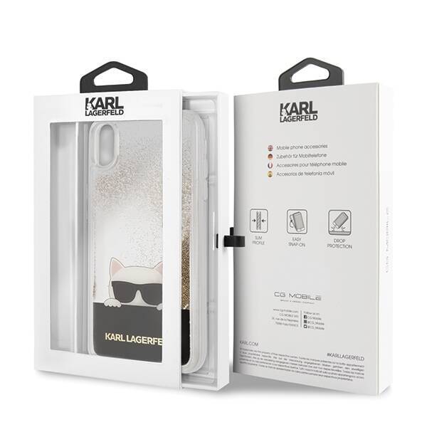 KARL LAGERFELD KLHCI65CHPEEGO IPHONE XS MAX GOLD/ZŁOTY HARD CASE LIQUID GLITTER