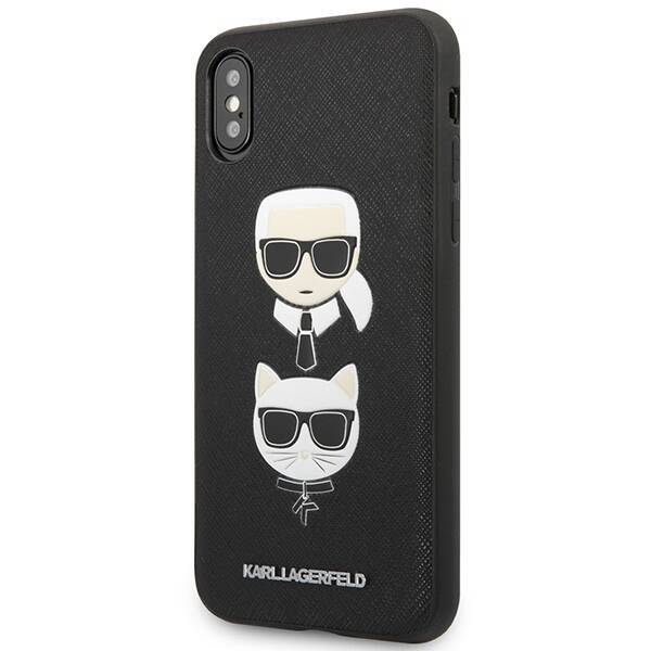 KARL LAGERFELD KLHCI65SAKICKCBK IPHONE XS MAX CZARNY/BLACK HARDCASE SAFFIANO KARL&CHOUPETTE HEAD