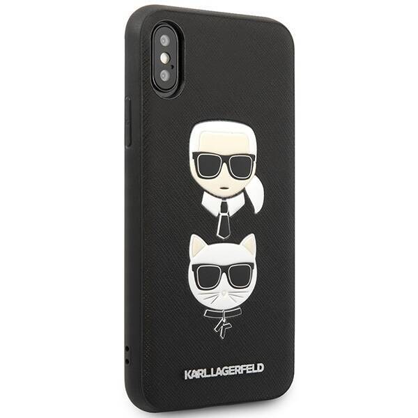 KARL LAGERFELD KLHCI65SAKICKCBK IPHONE XS MAX CZARNY/BLACK HARDCASE SAFFIANO KARL&CHOUPETTE HEAD