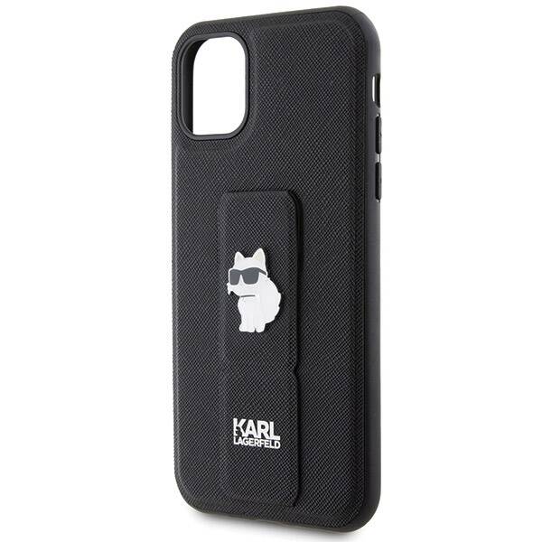 KARL LAGERFELD KLHCN61GSACHPK IPHONE 11 / XR 6.1" CZARNY/BLACK HARDCASE GRIPSTAND SAFFIANO CHOUPETTE PINS