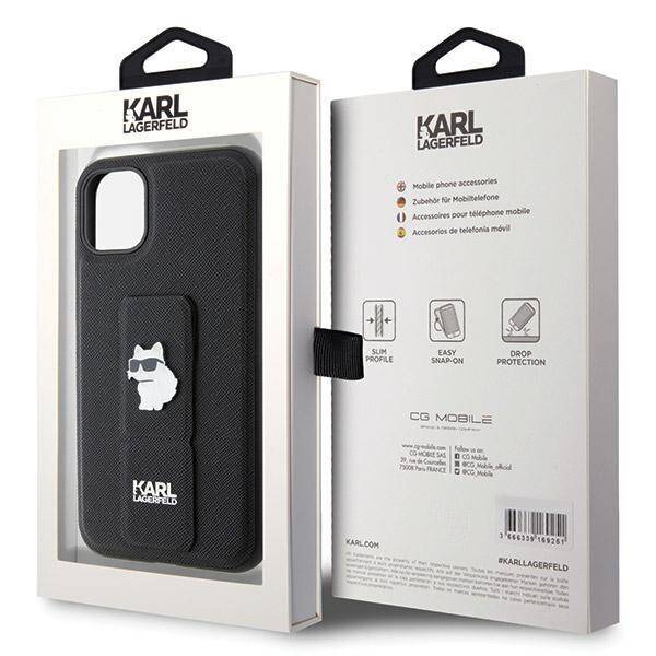 KARL LAGERFELD KLHCN61GSACHPK IPHONE 11 / XR 6.1" CZARNY/BLACK HARDCASE GRIPSTAND SAFFIANO CHOUPETTE PINS