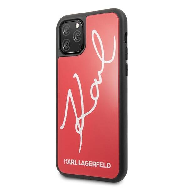 KARL LAGERFELD KLHCN65DLKSRE IPHONE 11 PRO MAX CZERWONY/RED HARD CASE SIGNATURE GLITTER