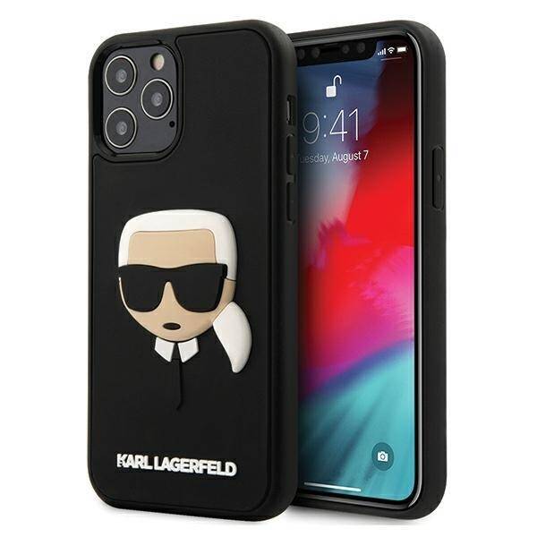 KARL LAGERFELD KLHCP12LKH3DBK IPHONE 12 PRO MAX 6,7" CZARNY/BLACK HARDCASE 3D RUBBER KARL`S HEAD