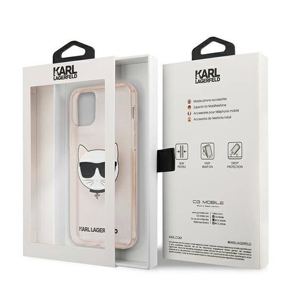 KARL LAGERFELD KLHCP12SCHTUGLGO IPHONE 12 MINI 5,4" ZŁOTY/GOLD HARDCASE GLITTER CHOUPETTE