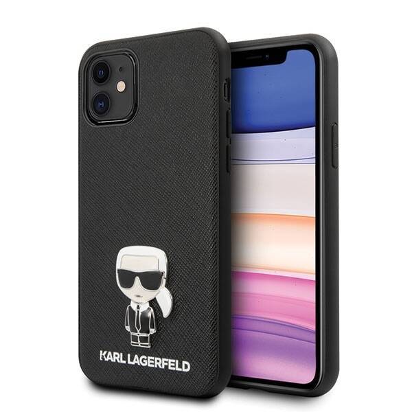 KARL LAGERFELD KLHCP12SIKMSBK IPHONE 12 MINI 5,4" CZARNY/BLACK HARDCASE SAFFIANO IKONIK METAL