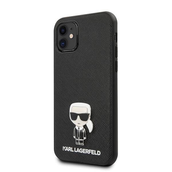 KARL LAGERFELD KLHCP12SIKMSBK IPHONE 12 MINI 5,4" CZARNY/BLACK HARDCASE SAFFIANO IKONIK METAL