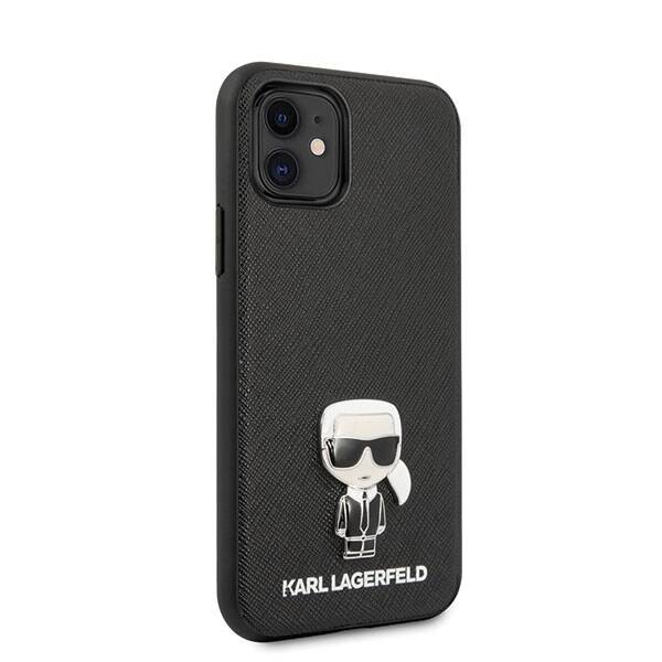 KARL LAGERFELD KLHCP12SIKMSBK IPHONE 12 MINI 5,4" CZARNY/BLACK HARDCASE SAFFIANO IKONIK METAL