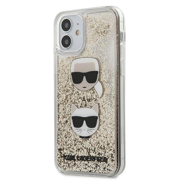 KARL LAGERFELD KLHCP12SKCGLGO IPHONE 12 MINI 5,4" ZŁOTY/GOLD HARDCASE LIQUID GLITTER KARL&CHOUPETTE