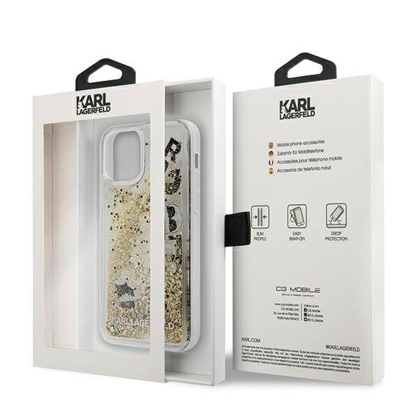 KARL LAGERFELD KLHCP12SROGO IPHONE 12 MINI 5,4" ZŁOTY/GOLD HARDCASE GLITTER CHARMS