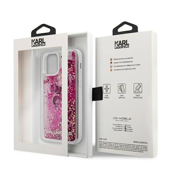 KARL LAGERFELD KLHCP12SROPI IPHONE 12 MINI 5,4" RÓŻOWY/PINK HARDCASE GLITTER CHARMS